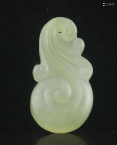 Old natural jade hand-carved flower pendant #26