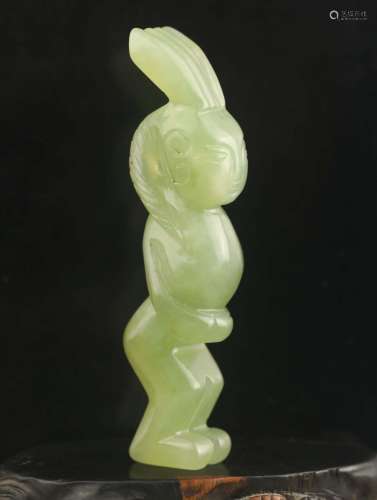 Old natural jade hand-carved statue of woman pendant #15