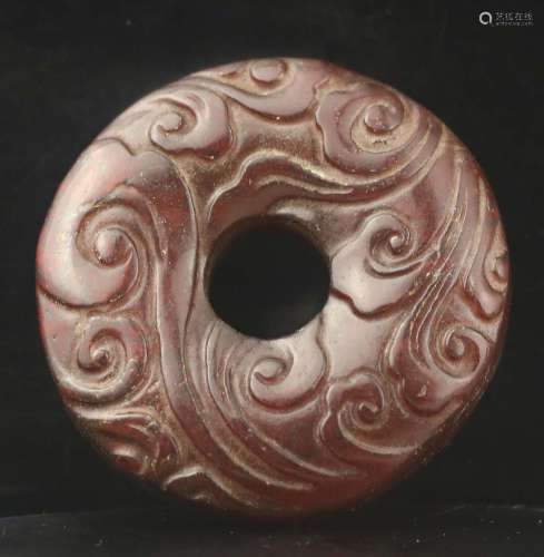 Old natural jade hand-carved statue of flower pendant #22