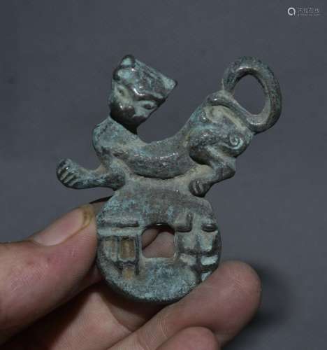 7CM Rare Old China Bronze Dynasty Palace Pixiu Beast Wealth ...