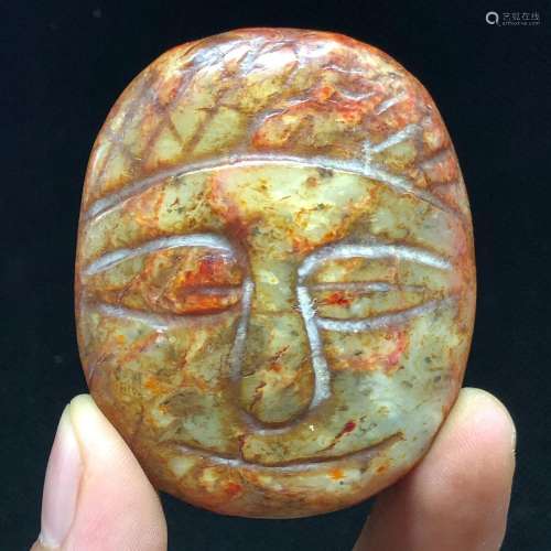 2.26'' Chinese Hongshan culture old jade carving hum...