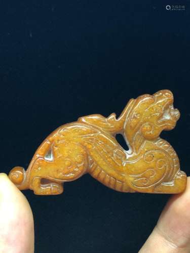 Old Chinese Hongshan Culture old jade carved wealth animal b...