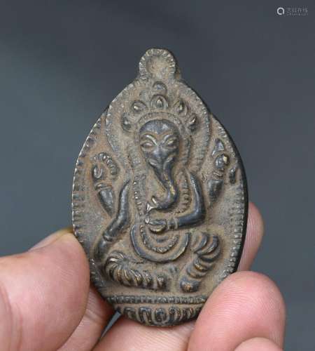 5.5CM Old Tibet Bronze Buddhism Ganesh Lord Ganesha Elephant...
