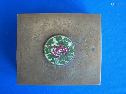 ANTIQUE CHINESE BRASS ENAMEL CLOISONNE BOX