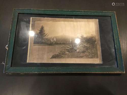 Vintage Silk Print 1870’s Mt Rubidoux California Artist Juli...