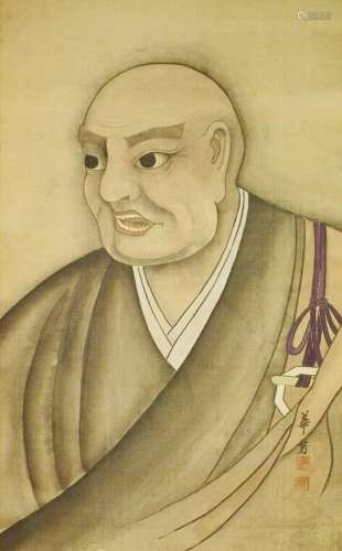 JAPANESE PAINTING Monk HANGING SCROLL 76.4" 日蓮 Pictur...