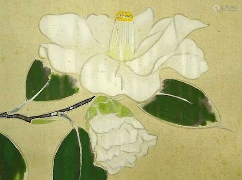 HANGING SCROLL JAPANESE PAINTING JAPAN FLOWER Camellia OLD A...