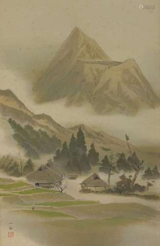 JAPANESE PAINTING HANGING SCROLL FROM JAPAN LANDSCAPE VINTAG...