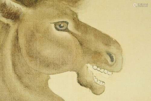 Japanese Art Horse Hanging Scroll 82.9" Painting Ink AG...