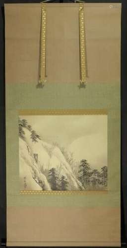 JAPANESE PAINTING HANGING SCROLL JAPAN LANDSCAPE ANTIQUE VIN...