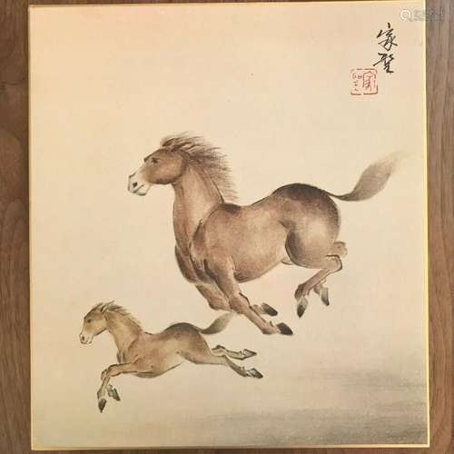 Printing a picture drawn Shikishi art "Horse parent and...