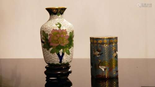 Vintage Cloisonne Vase and Box!