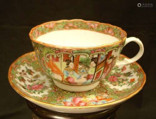 CHINESE LATE QING PERIOD FAMILLE ROSE CUP & SAUCER SET