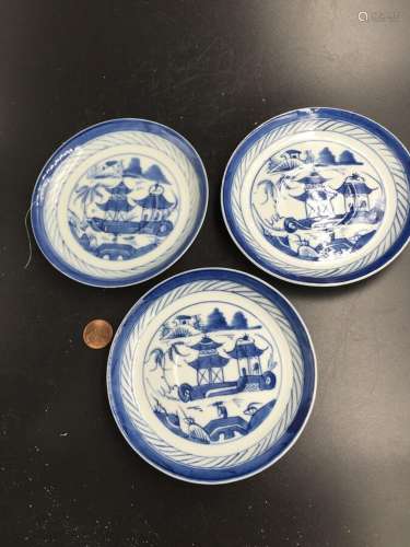 Three Chinese Export Porcelain Tea Cup 1875 Late Qing Dynast...