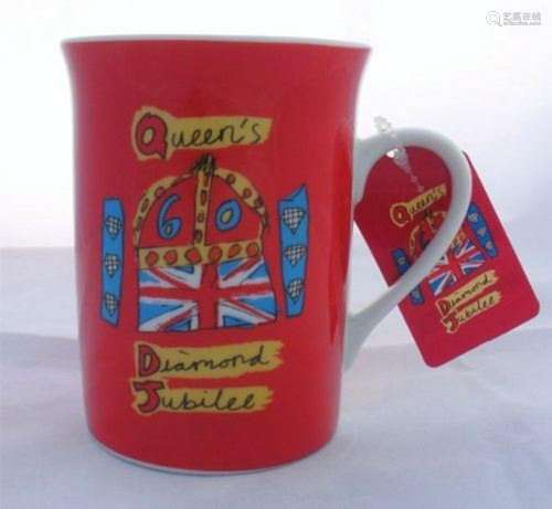 Diamond Jubilee Ceramic Red Mug with Coaster Set