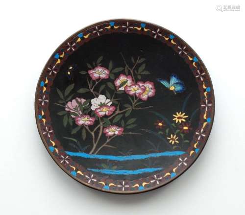 19th C. Chinese CLOISONNE Enamel 9.75" Plate / Charger,...