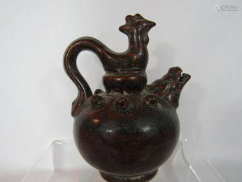 Rare 7" Chinese antique Porcelain Back Flow Pot with bi...