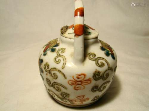 Chinese Porcelain Famille Verte Wine Pot & Cover late 18...