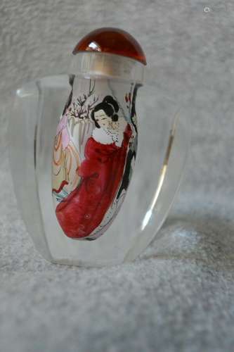 Vintage Reverse painted Oriental Asian Geisha Snuff Bottle