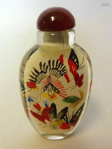 Vintage Chinese Asian SNUFF BOTTLE Inside Reverse Hand Ptd  ...