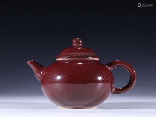 Ji red glaze teapotSpecification: high 9.5 14.9 wide 10 inne...