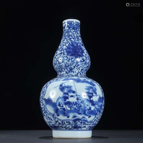 Blue and white to figure the gourd bottleSpecification: high...