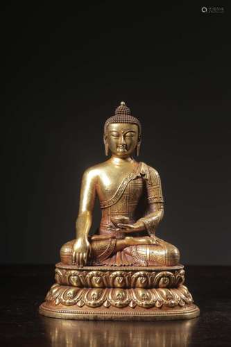 Copper and gold medicine guru Buddha's statueSize: 10.4 ...