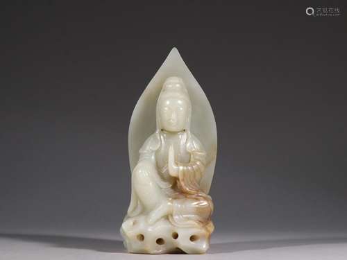 Hetian jade guanyin cave.Specification: high 16.5 cm wide an...