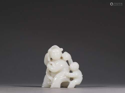 Hetian jade carving the boy play the ball.Specification: hig...