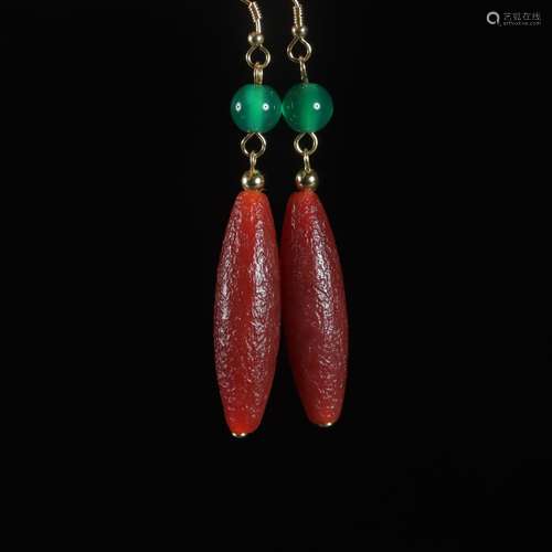 old agate earrings a coupleSpecification: bead diameter 3/0....