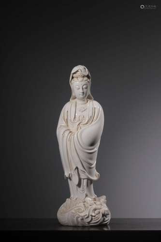 "He Chaozong" dehua white porcelain guanyin furnis...