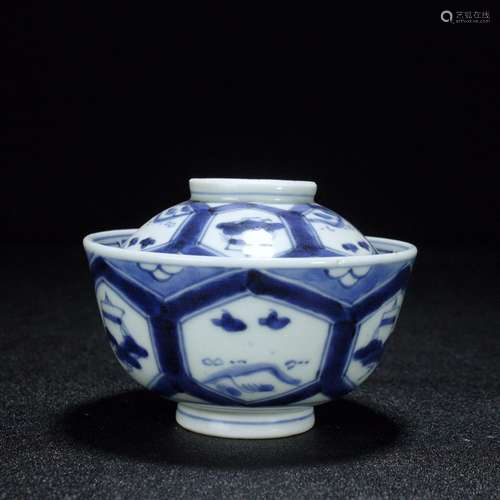 Night, blue and white sweet grain tureenDiameter, 11 cm high...