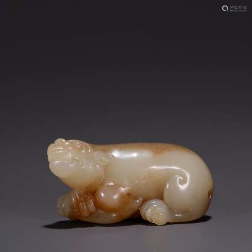 Old hetian jade, the mythical wild animal carvingsSpecificat...