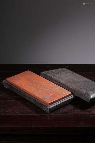 Stories of the finely engraved inscription vermilion ink cov...