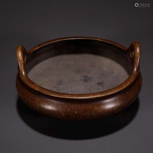 Old cupreous embryo three-legged ears incense burnerSpecific...