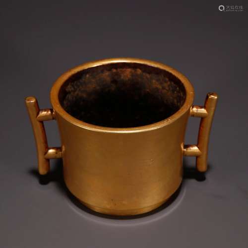 Refined copper and gold, double halberd ear incense burnerSp...