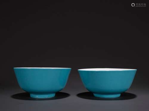 Sky blue glaze, rainbow noodle bowl a pairSpecification: sin...