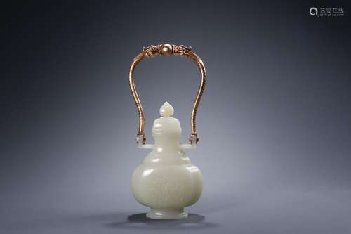 : hetian jade bottle branch grain copper and gold girderSize...