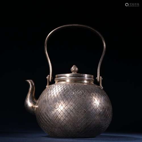 Sterling silver plum wen liang pot.Specification: high 23 ㎝ ...