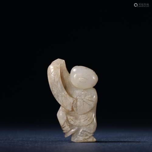 Hetian jade the lad carvings.Specification: high 4.8 ㎝ 2.8 ㎝...