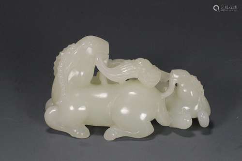 : hetian jade "three Yang kaitai" sheep furnishing...