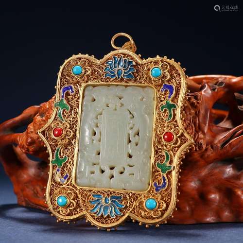 Silver and gold inlaid with hetian jade fast brand accessori...