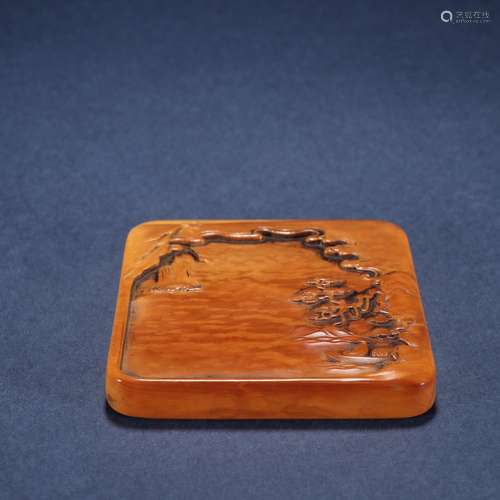 Old inkstone.chinese landscape characters.Specification: 6.7...