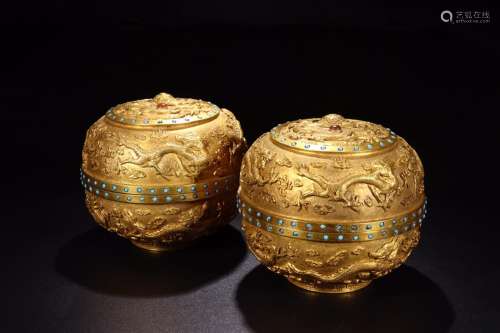 : copper, gold and stone agate dragon pearl grain holding bo...