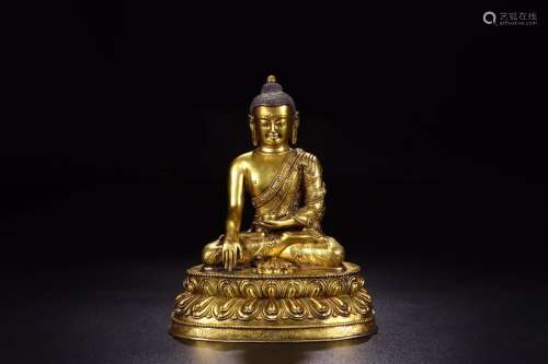 : copper and gold Buddha statueSize: 16 cm wide and 10.5 cm ...