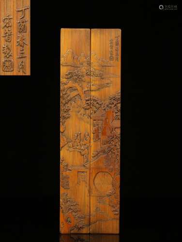 ."Macro" jin mahogany bamboo hand-carved inlaid fi...