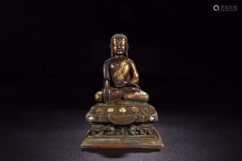: copper and gold Buddha statueLong and 11.7 cm wide and 8.5...