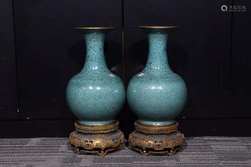 : a pair of furnace jun glaze BaoJinShang bottle23 cm high 4...