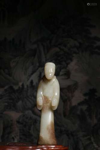 : hetian jade lady stands resemble255.1 g 14.8 g 4.2 CM long...