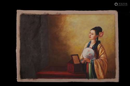 Modern well-known painter "Chen" model of fan trad...